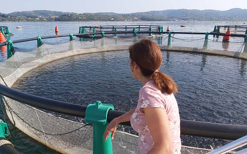 Irena Fonda bei ihren Fischen