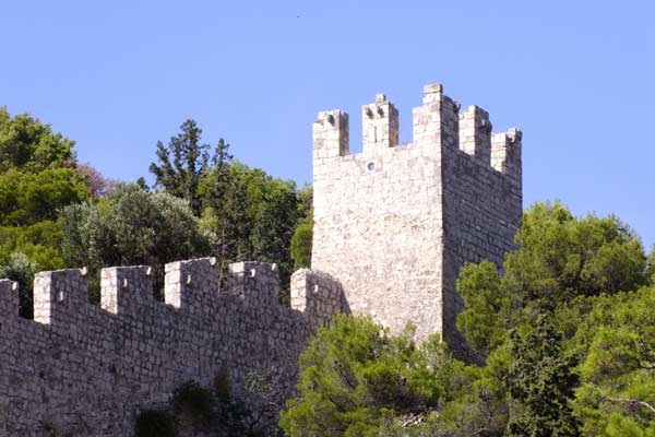 Blick zur Burgmauer