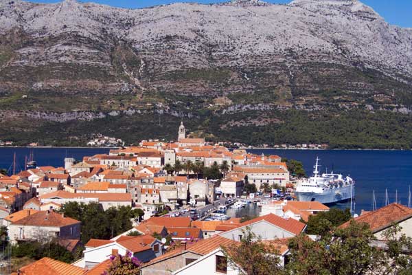 Blick auf die Stadt Korčula 