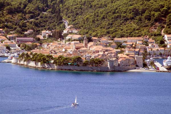 Blick auf Korčula Stadt