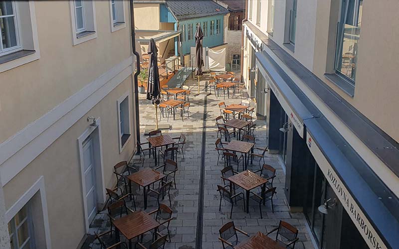 Blick von meinem Hotelzimmer zur Terrasse