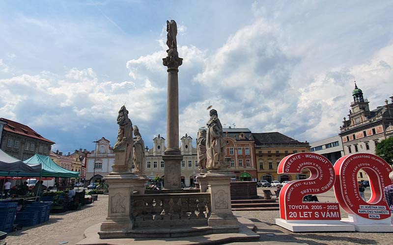 Die Mariensäule am Hauptplatz von Kolín