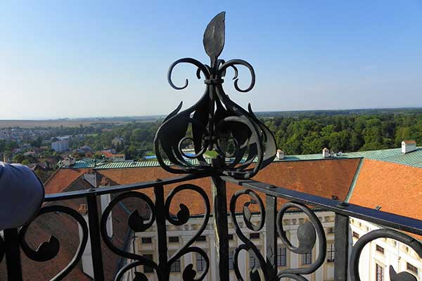 Blick vom Schlossturm von Kroměříž (Kremsier)