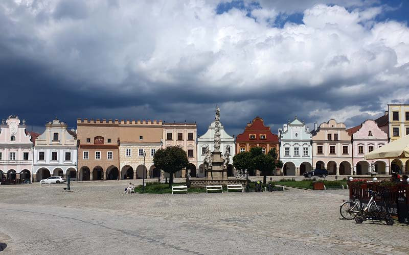 Blick zum Hauptplatz von Telč